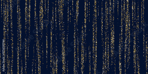 Bright vector illustration of magic sparkling shiny particles and lines on dark background. Vector illustration. Golden glitter.