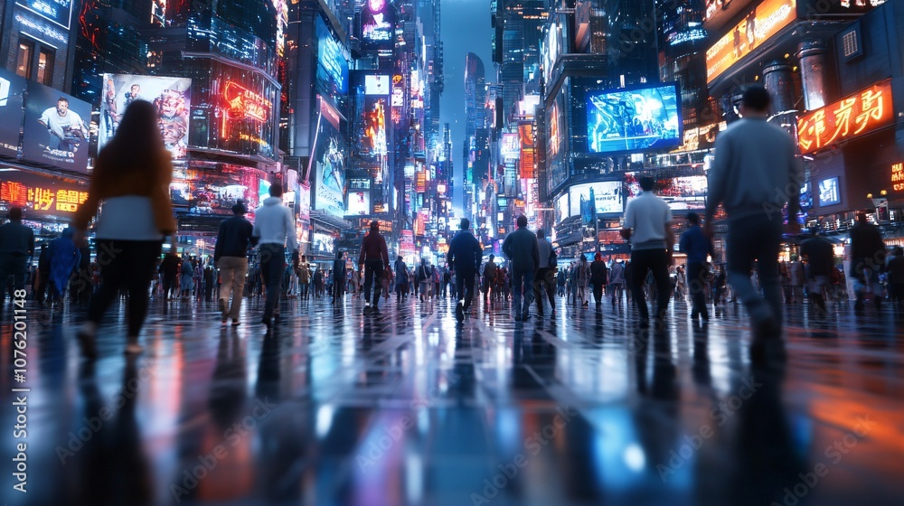 Sleek Futuristic City Street at Night Sleek Futuristic City Street at Night