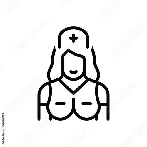 Black line icon for nurse