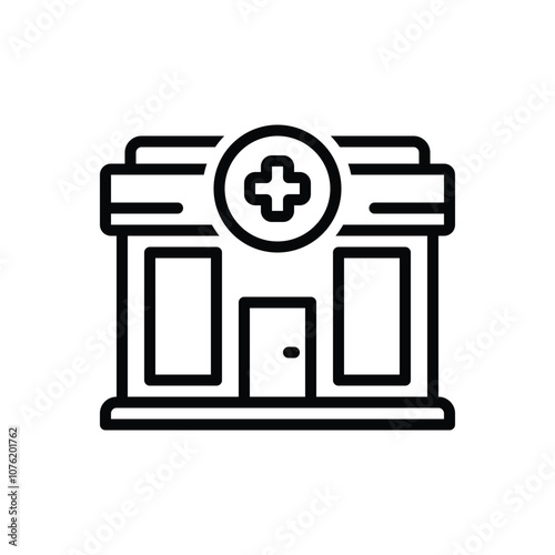 Black line icon for pharmacy