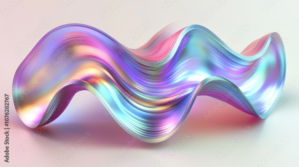 Captivating iridescent wave sculpture showcasing vibrant colors and flowing forms, creating a dynamic visual effect. Captivating iridescent wave sculpture showcasing vibrant colors and flowing forms, creating a dynamic visual effect.