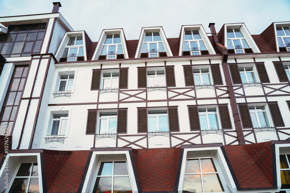 Fototapeta premium Element of a beautiful building. Irkutsk from various perspectives. Variety of architectural styles 