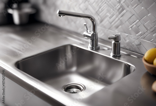 up kitchen stainless perfectly tap clean steel sink close shiny