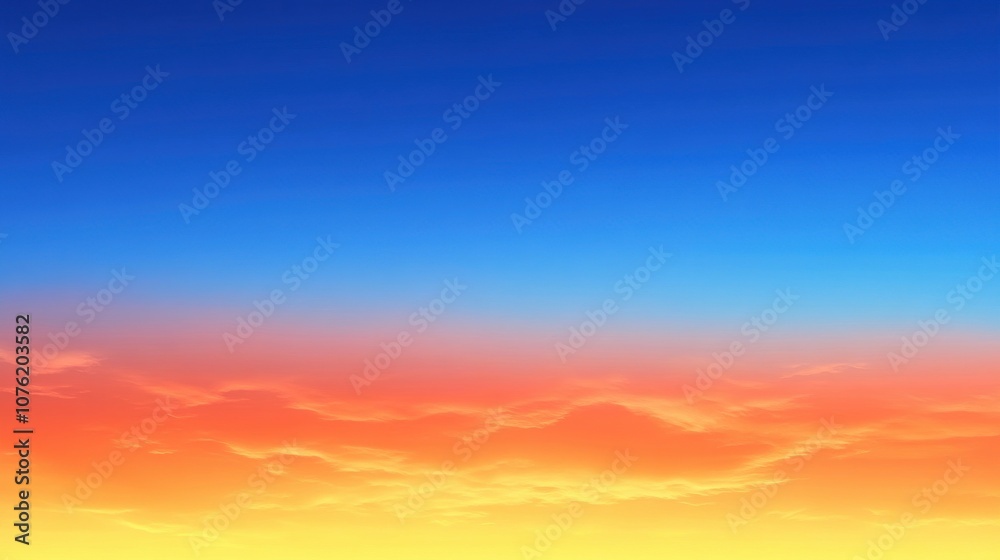 Obraz premium A stunning gradient sky blending deep blue to vibrant orange at dusk, creating a serene and peaceful atmosphere.