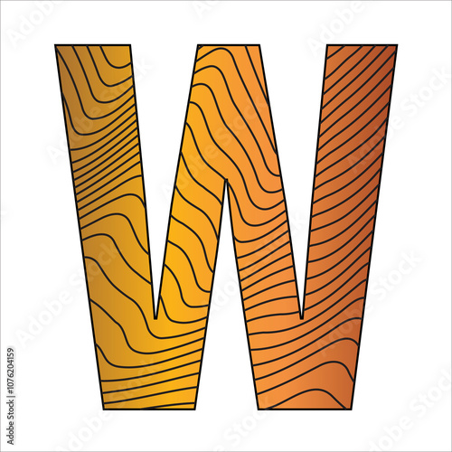 1W Illustration with Letter W of different colorson a white background - Letter W - Wavy Warped Text