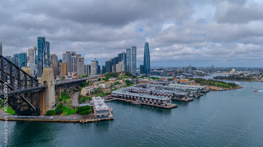 Tuesday 12 November 2024 Darling Harbour Balmain Cockle Bay wharf North Sydney Sydney Harbour NSW Australia high rise building apartments and offices of the City in the background