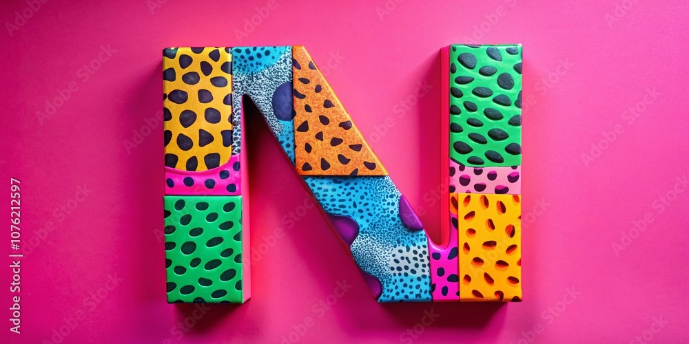 Obraz premium Funny Jungle Letter N Low Light Pink