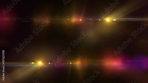 Abstract futuristic lights optical lens flares overlay shine spotlight effect.