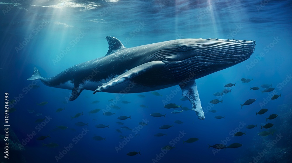 Naklejka premium A photo of a majestic blue whale