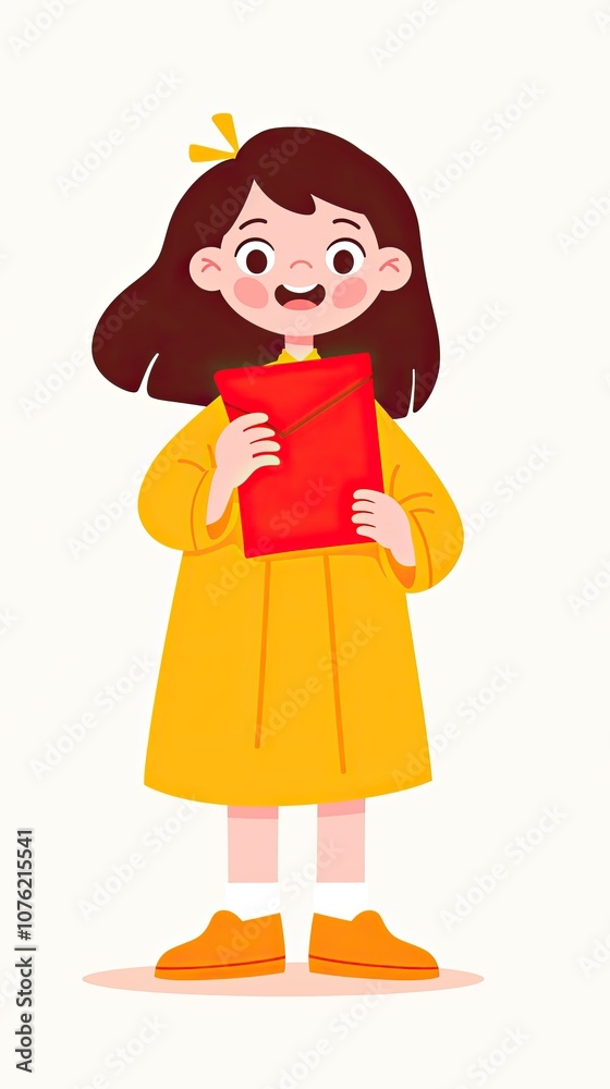 Cute Icon of a Little Girl Holding a Red Packet and Smiling Happily, Simple Cartoon Stick Figure in Flat Style on White Background
Cute Icon of a Little Girl Holding a Red Packet and Smiling Happily, Simple Cartoon Stick Figure in Flat Style on White Background