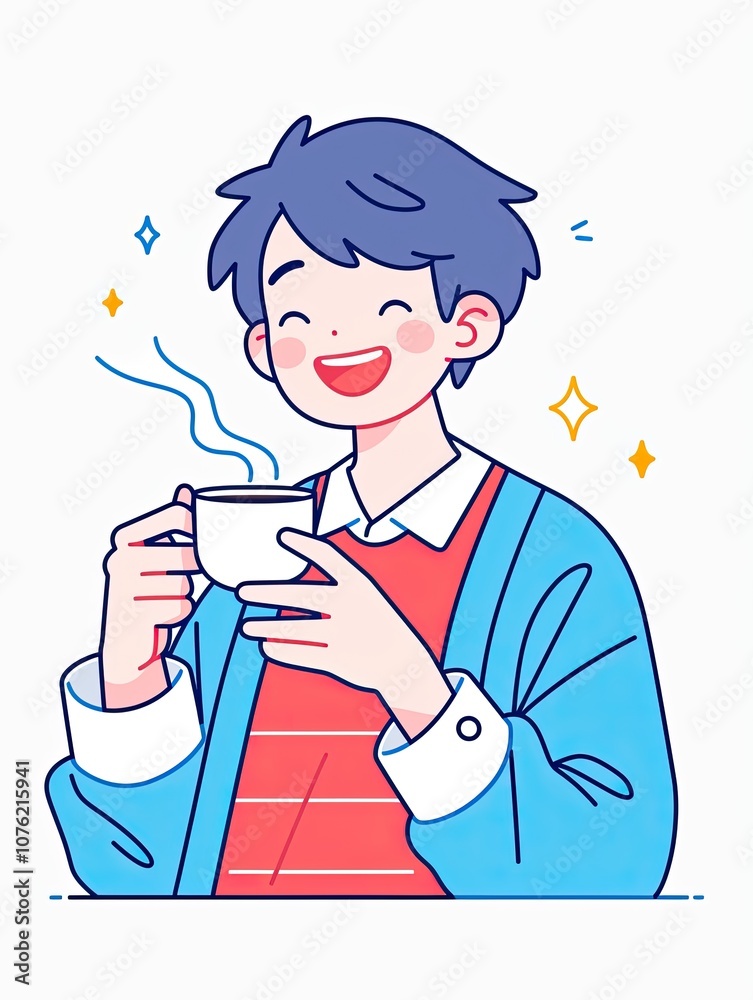 Cute Icon of a Man Drinking a Hot Beverage in Flat Style, Holding a Mug of Hot Chocolate or Mulled Cider with Soft Colors on a White Background
Cute Icon of a Man Drinking a Hot Beverage in Flat Style, Holding a Mug of Hot Chocolate or Mulled Cider with Soft Colors on a White Background