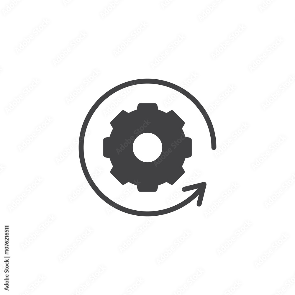 Rotating gear and arrow vector icon Rotating gear and arrow vector icon
