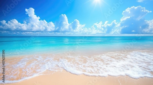 Serene beach wallpaper perfect for a phone screen, capturing the essence of a beautiful morning at the shore. Ideal for those seeking stunning beach imagery with ample copy space.