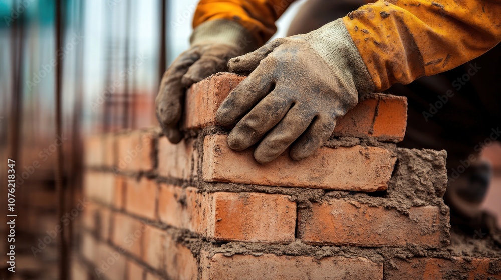 Construction Worker Laying Bricks Construction Worker Laying Bricks