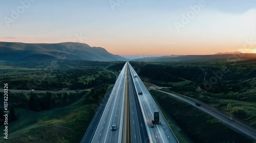 The road success 2025 symbolized scenic highway leading horizon naturefilled landscape embodies fresh optimistic start New Year trip perfect travel Year’s resolutions sky asphalt nature field way photo