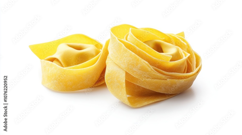Delicious twist of tortellini ribbon pasta isolated on a white background, capturing the essence of tortellini with ample space for creative culinary presentations. Delicious twist of tortellini ribbon pasta isolated on a white background, capturing the essence of tortellini with ample space for creative culinary presentations.