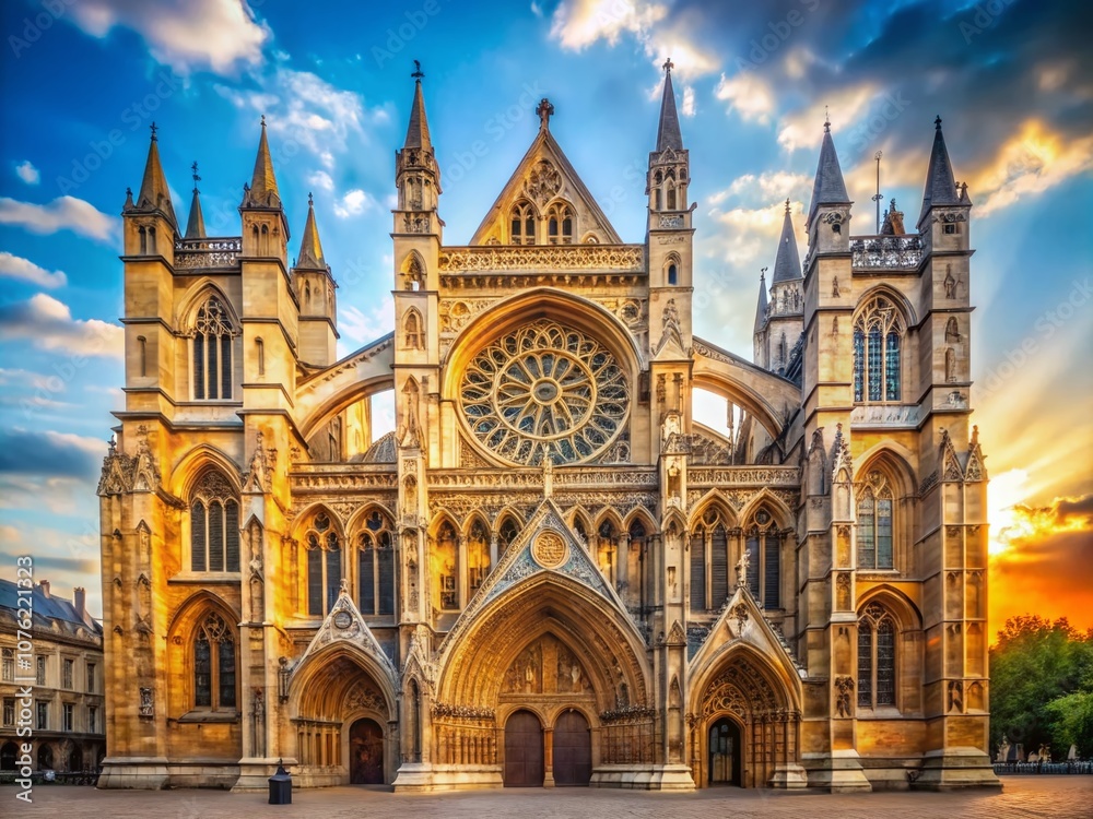 Fototapeta premium Westminster Cathedral's grandeur shines in the sunlight.