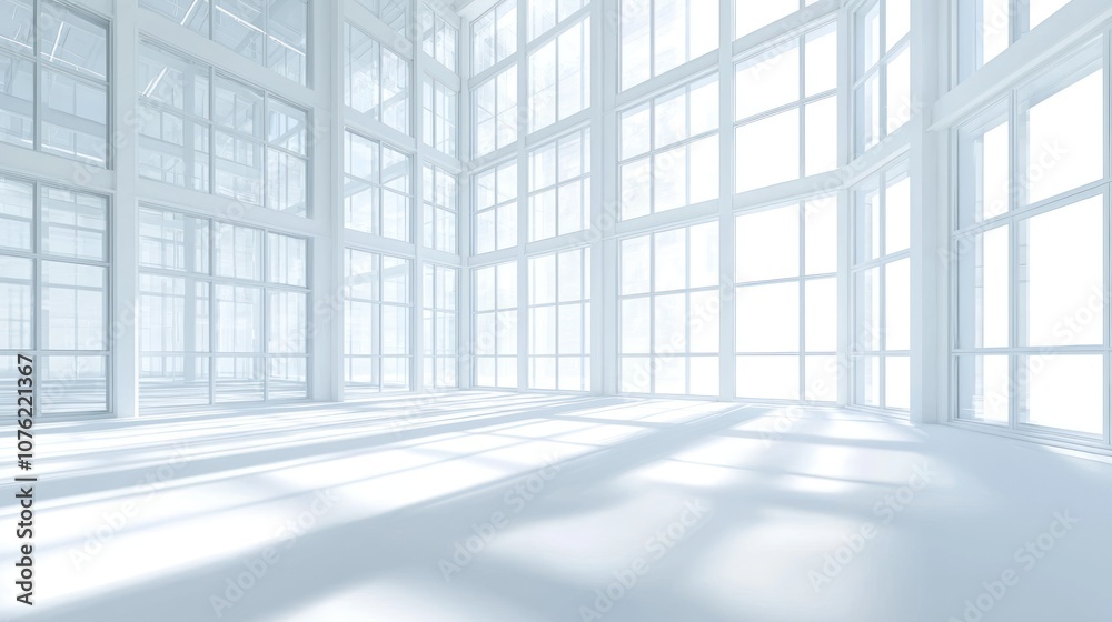 Empty Room with Large Windows and Sunlight Streaks Empty Room with Large Windows and Sunlight Streaks