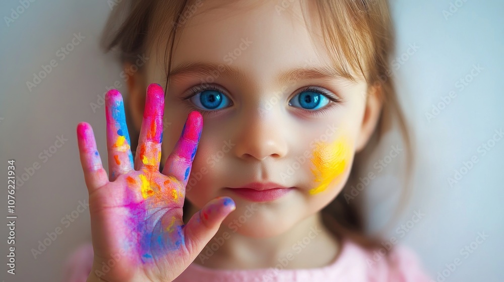 Little Artist with Colorful Hand Little Artist with Colorful Hand