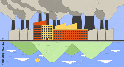 We have choice 2D illustration concept. Industrial facility pollutions and fresh slopy hills cartoon scene background. Climate crisis danger overcoming metaphor abstract flat vector graphic