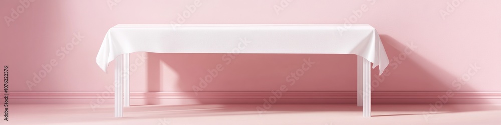 White Tablecloth on a Pink Table White Tablecloth on a Pink Table