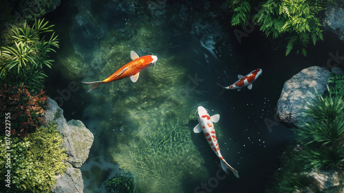 Koi fish in the pond