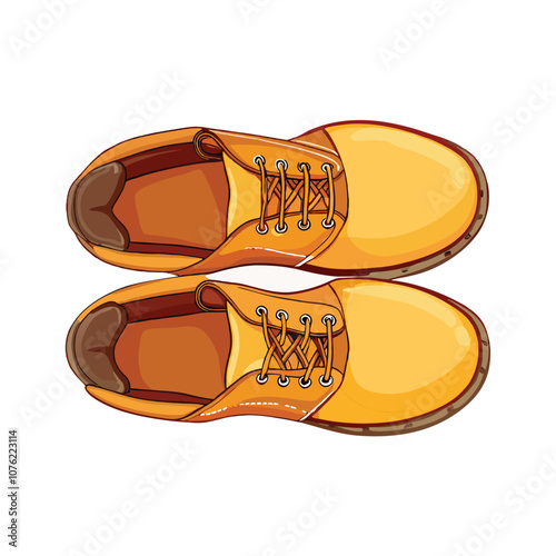 Cartoon Yellow Work Boots Vector Illustration