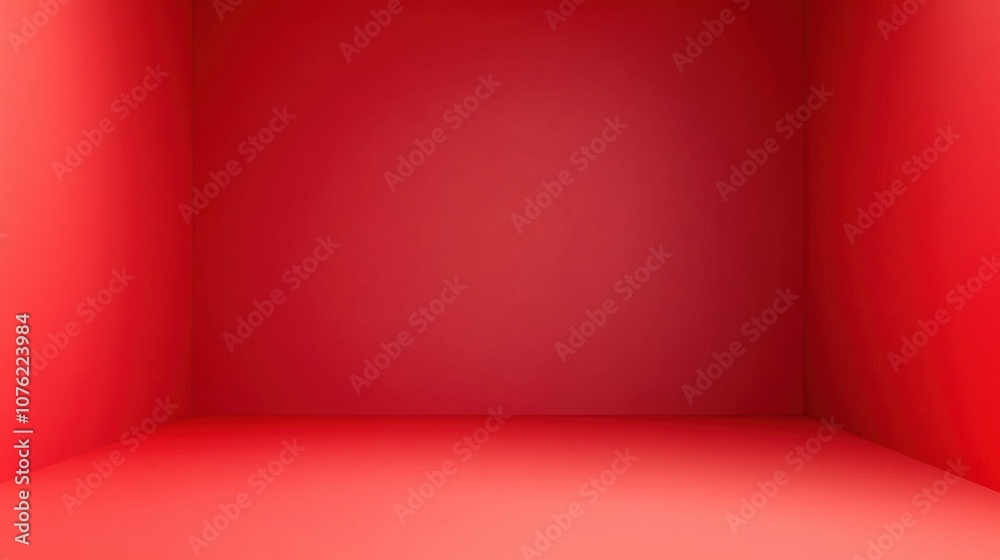 A vibrant red room with smooth walls and floor, creating a bold and dynamic atmosphere. A vibrant red room with smooth walls and floor, creating a bold and dynamic atmosphere.