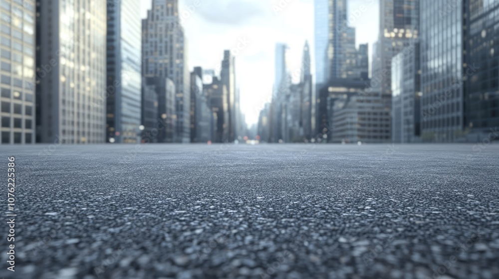 Empty asphalt floor with a backdrop of modern skyscrapers creates a striking urban scene. This empty asphalt space complements the impressive modern skyscrapers, ideal for visual storytelling. Empty asphalt floor with a backdrop of modern skyscrapers creates a striking urban scene. This empty asphalt space complements the impressive modern skyscrapers, ideal for visual storytelling.