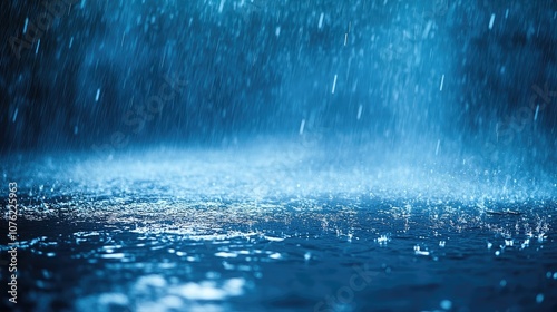 Weather radar monitor displaying rainfall and flood alerts, derived from weather satellite data, with ample copy space for additional content and focus on weather radar imagery.