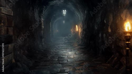 Underground dungeon, fantasy adventure game setting, dark and creepy background
