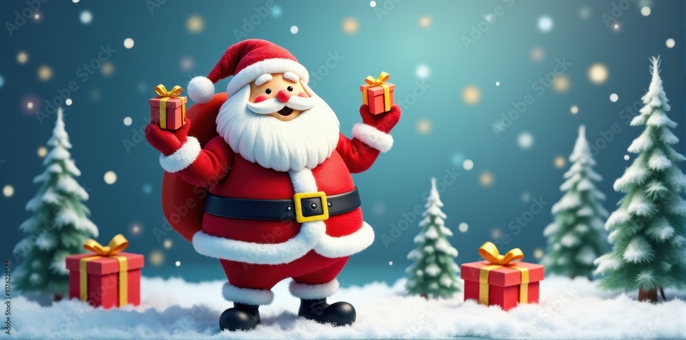 high-definition wallpaper of Santa Claus with a festive backdrop high-definition wallpaper of Santa Claus with a festive backdrop