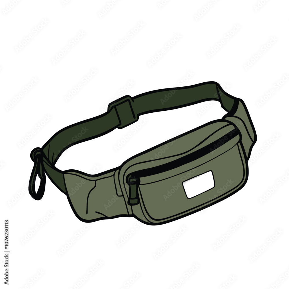 Green Belt Bag Vector Cartoon Illustration of Men's Belt bag Green Belt Bag Vector Cartoon Illustration of Men's Belt bag