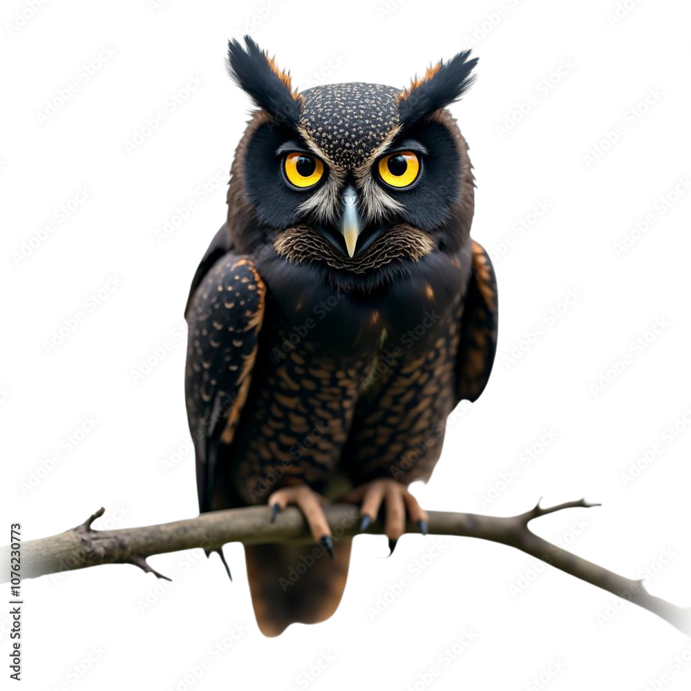 Fototapeta premium great grey owl on Isolated transparent background png. generated with AI