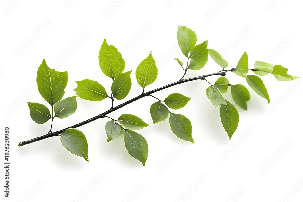 Black Locust leaf isolated on a white background, close up Black Locust leaf isolated on a white background, close up