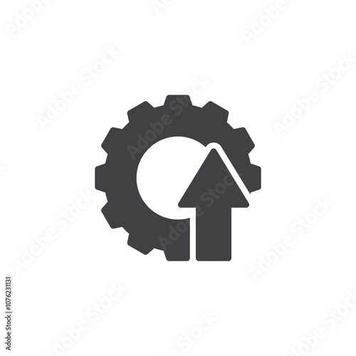 Gear with an upward arrow vector icon