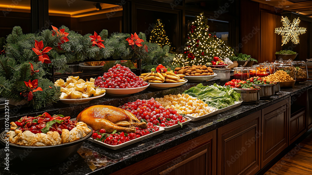 A hotel restaurant with a buffet-style setup offering a variety of dishes to choose from, providing guests with an array of options for a satisfying and diverse dining experience. A hotel restaurant with a buffet-style setup offering a variety of dishes to choose from, providing guests with an array of options for a satisfying and diverse dining experience.
