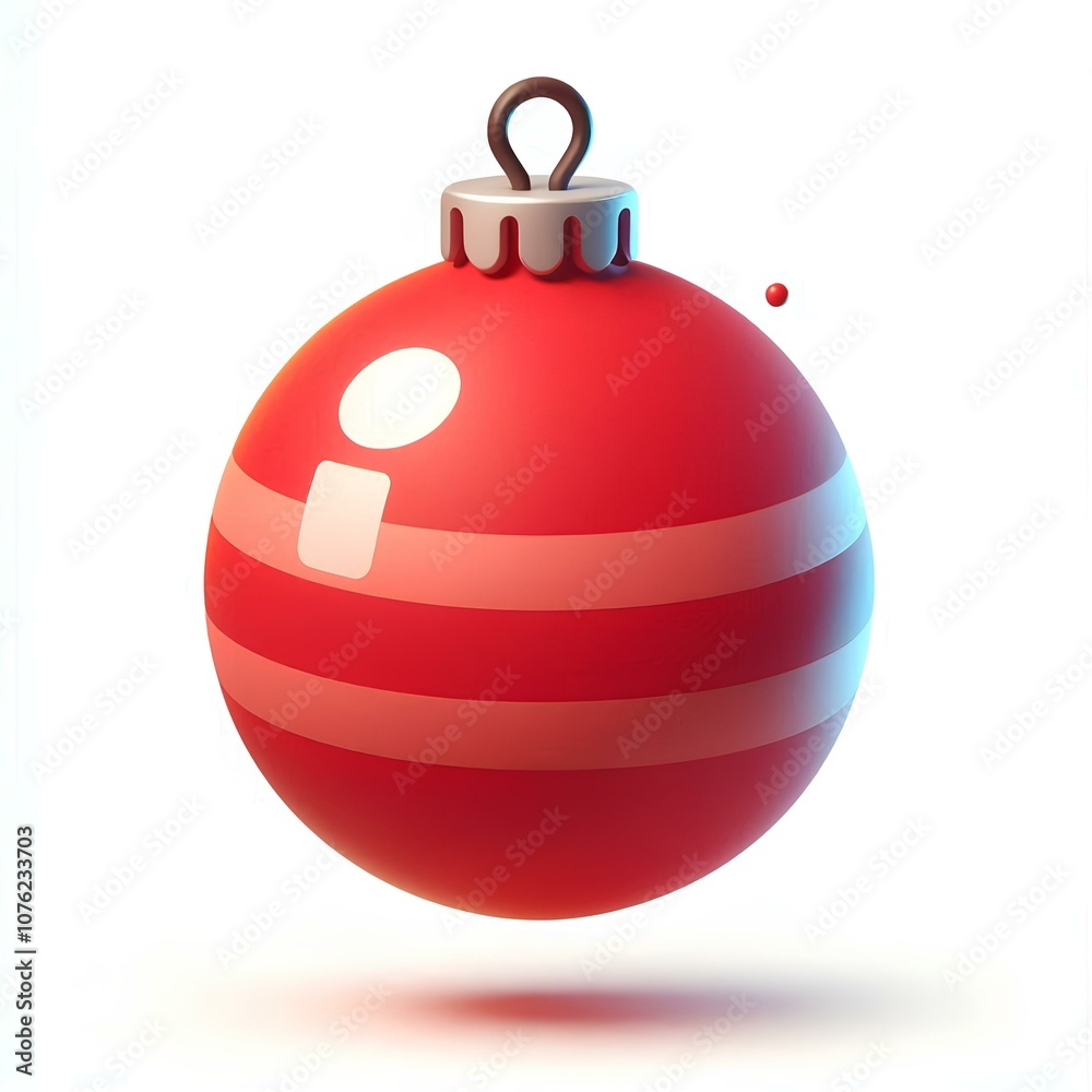 3D Cartoon Floating Red Christmas Ball