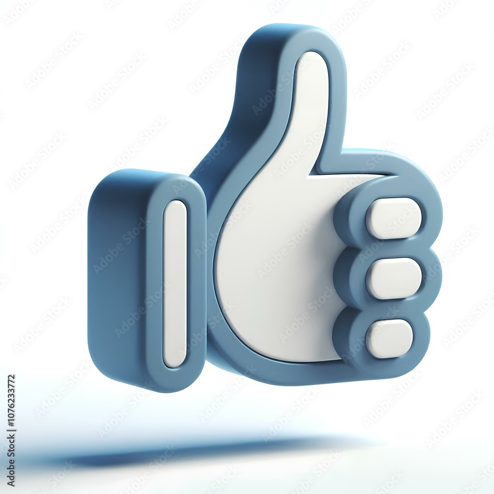 3D Cartoon Thumbs Up Floating on White Background 3D Cartoon Thumbs Up Floating on White Background