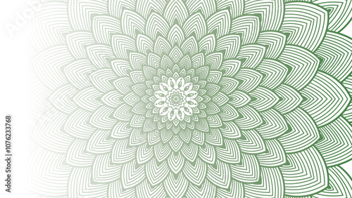 Round mandala on dreamy peach fuzz gradient background. Translucent mesh pattern in the form of a mandala. Mandala with floral patterns.Gradient background with round mandala.Vishal 