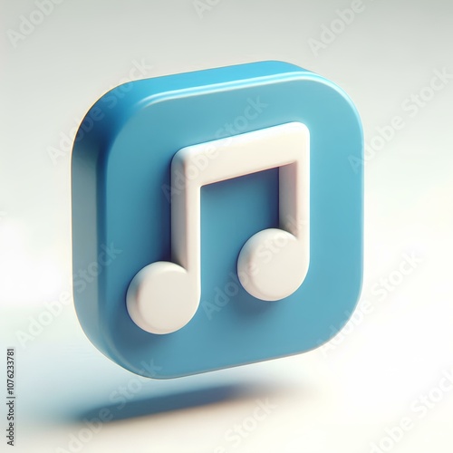 3D Cartoon Music Note Icon on White Background photo