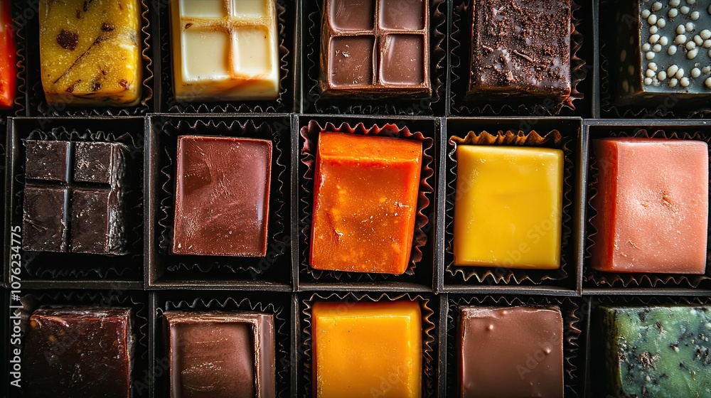 Fototapeta premium Colorful Assortment of Gourmet Chocolate Delights