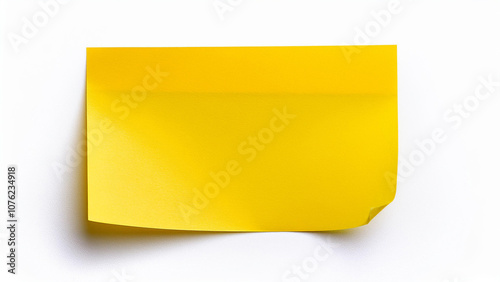 Blank yellow sticky paper note isolated on a white bakcground. PNG transparent.