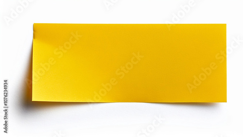 Blank yellow sticky paper note isolated on a white bakcground. PNG transparent.