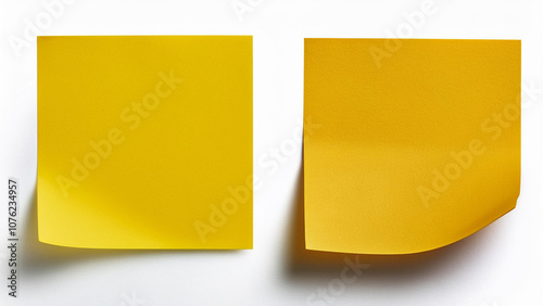 Blank yellow sticky paper note isolated on a white bakcground. PNG transparent.