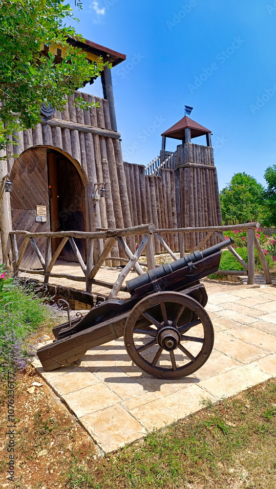 old wodden fort with a canon