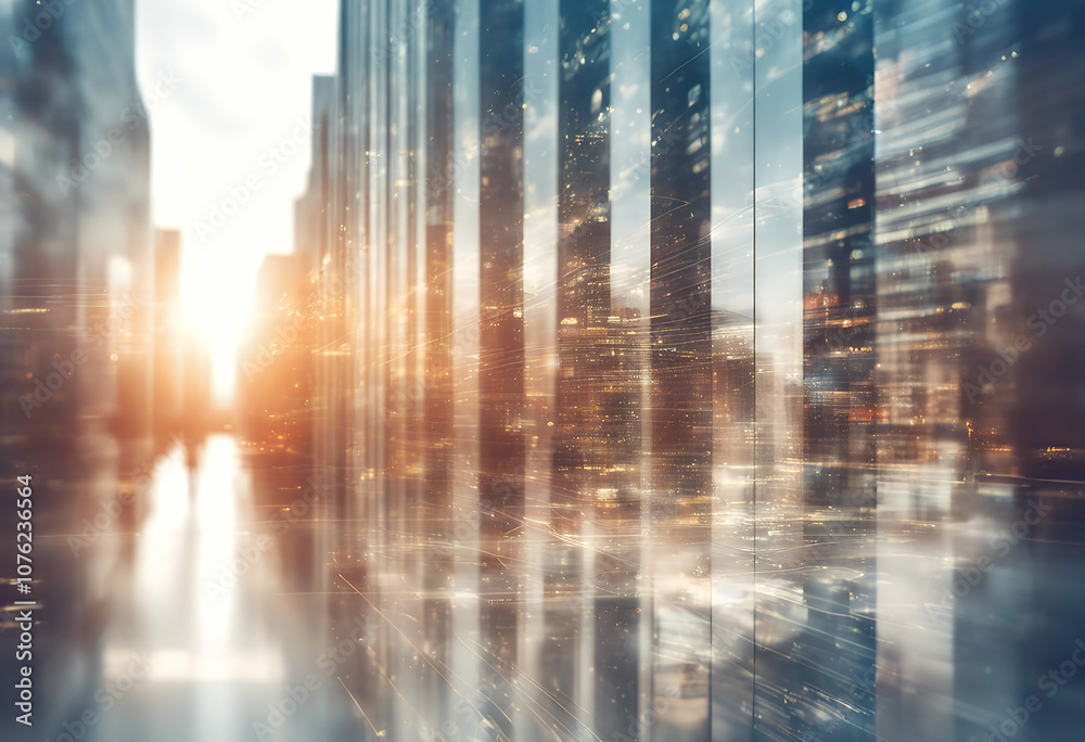 Fototapeta premium concept blurry virtual financial diagram accounting abstract background buildings exposure banking multi
