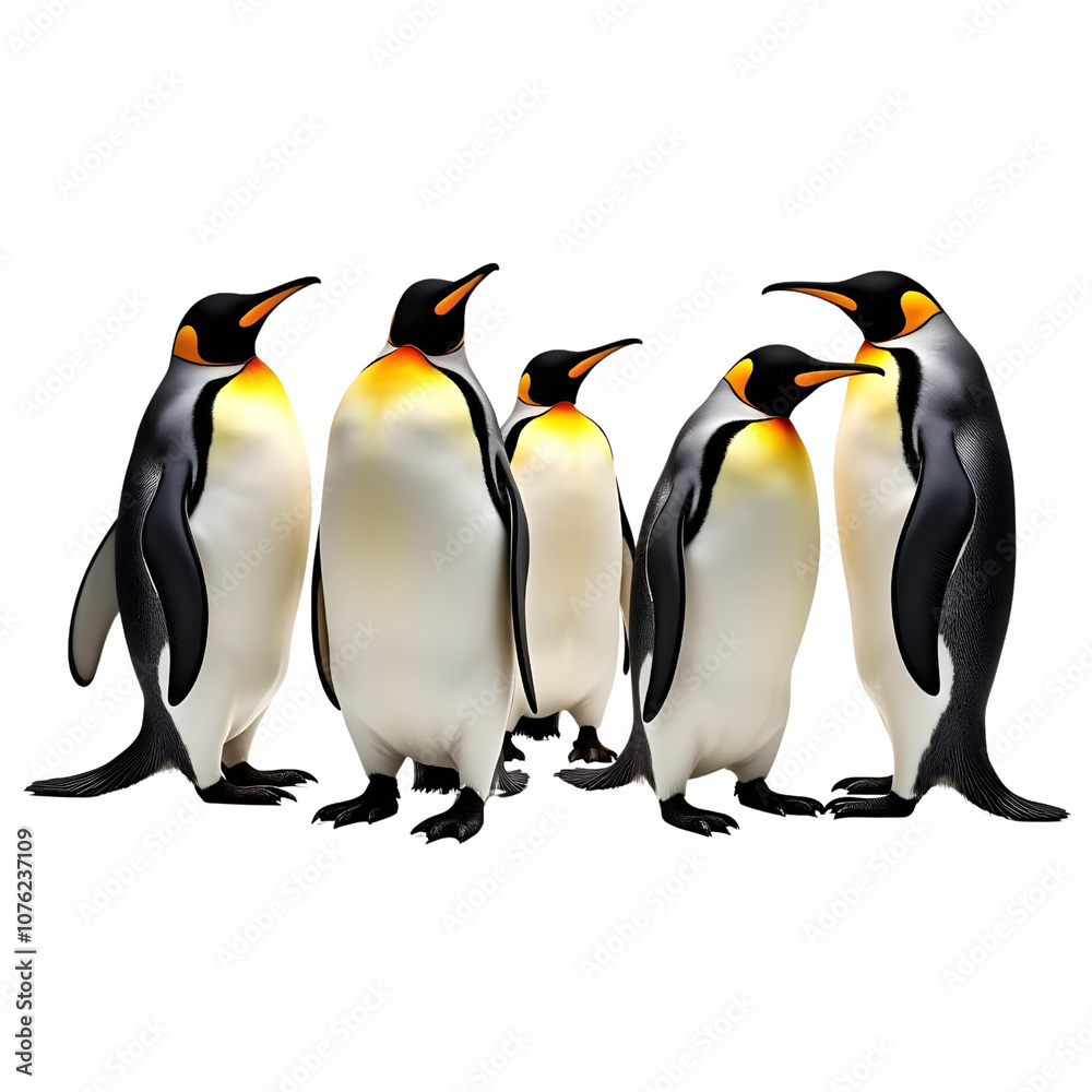 Fototapeta premium a group of penguins on Isolated transparent background png. generated with AI