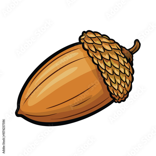 Vector Cartoon Color Brown Wild Acorn illustration