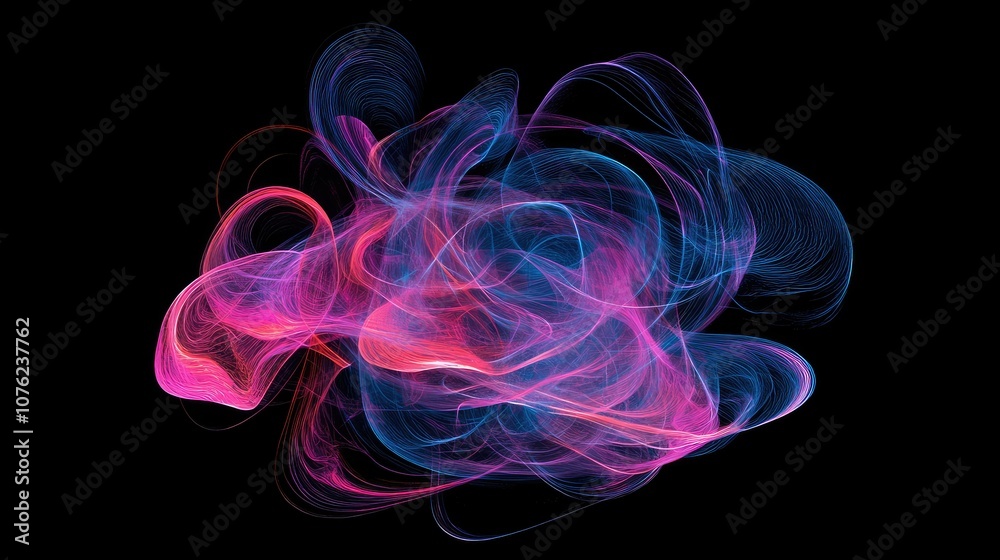 A vivid, AI-generated illustration of swirling vibrant colors--pinks, blues, and purples--against a stark black background, radiating energy and creativity A vivid, AI-generated illustration of swirling vibrant colors--pinks, blues, and purples--against a stark black background, radiating energy and creativity